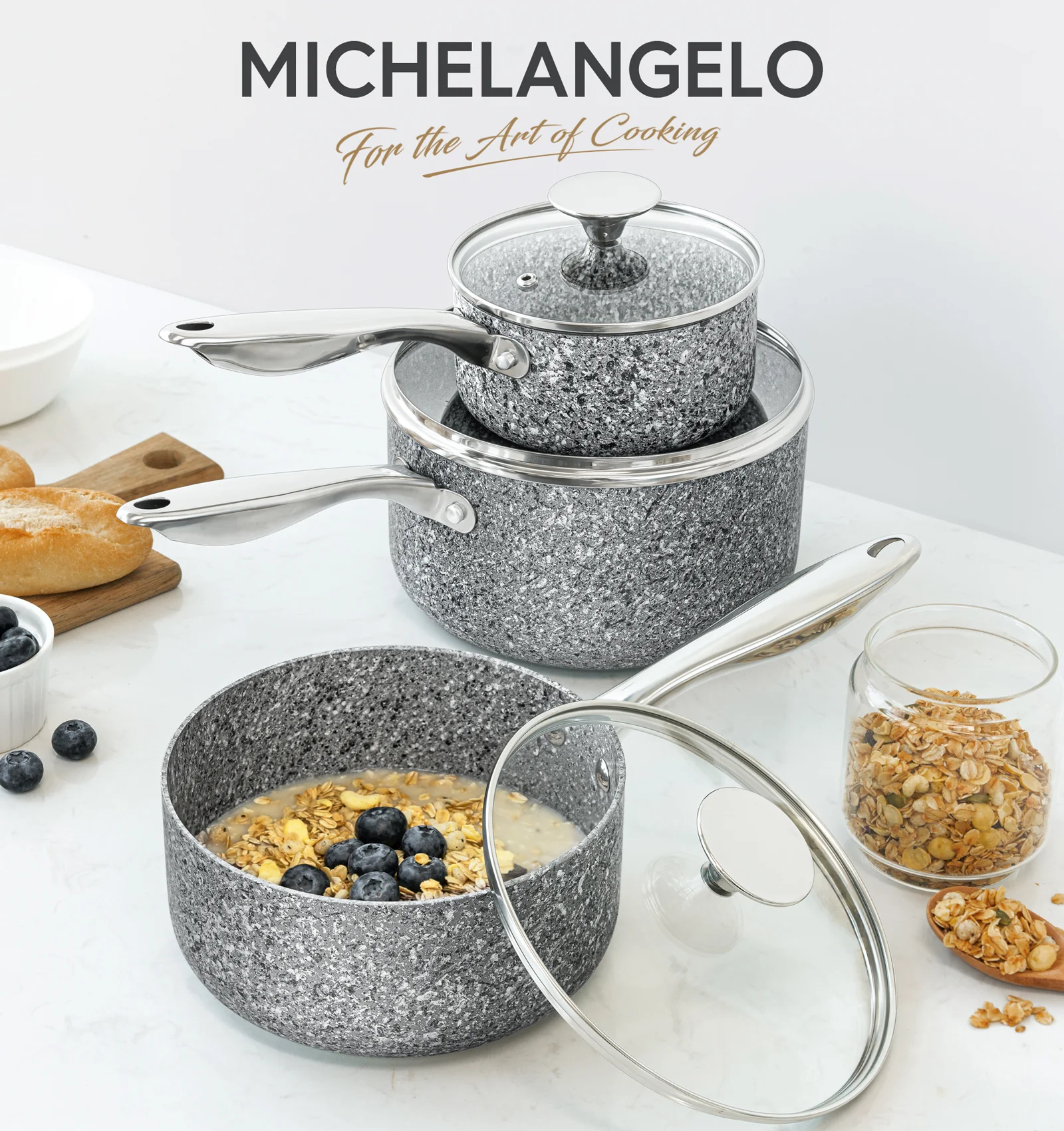 Bộ Nồi Sốt Michelangelo 1QT – 2QT – 3QT (Kèm Nắp) - Ảnh 3