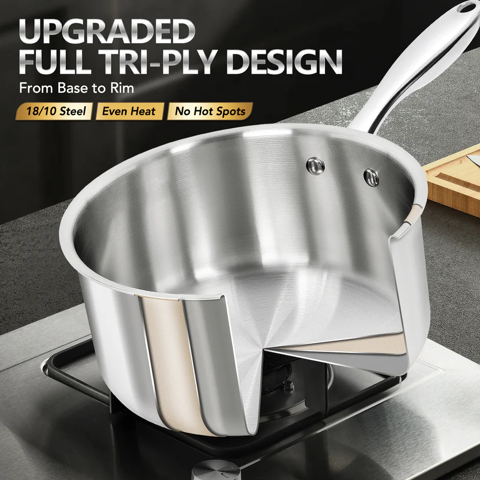 Bộ nồi sốt inox 6 món Michelangelo Kèm nắp - Ảnh 5