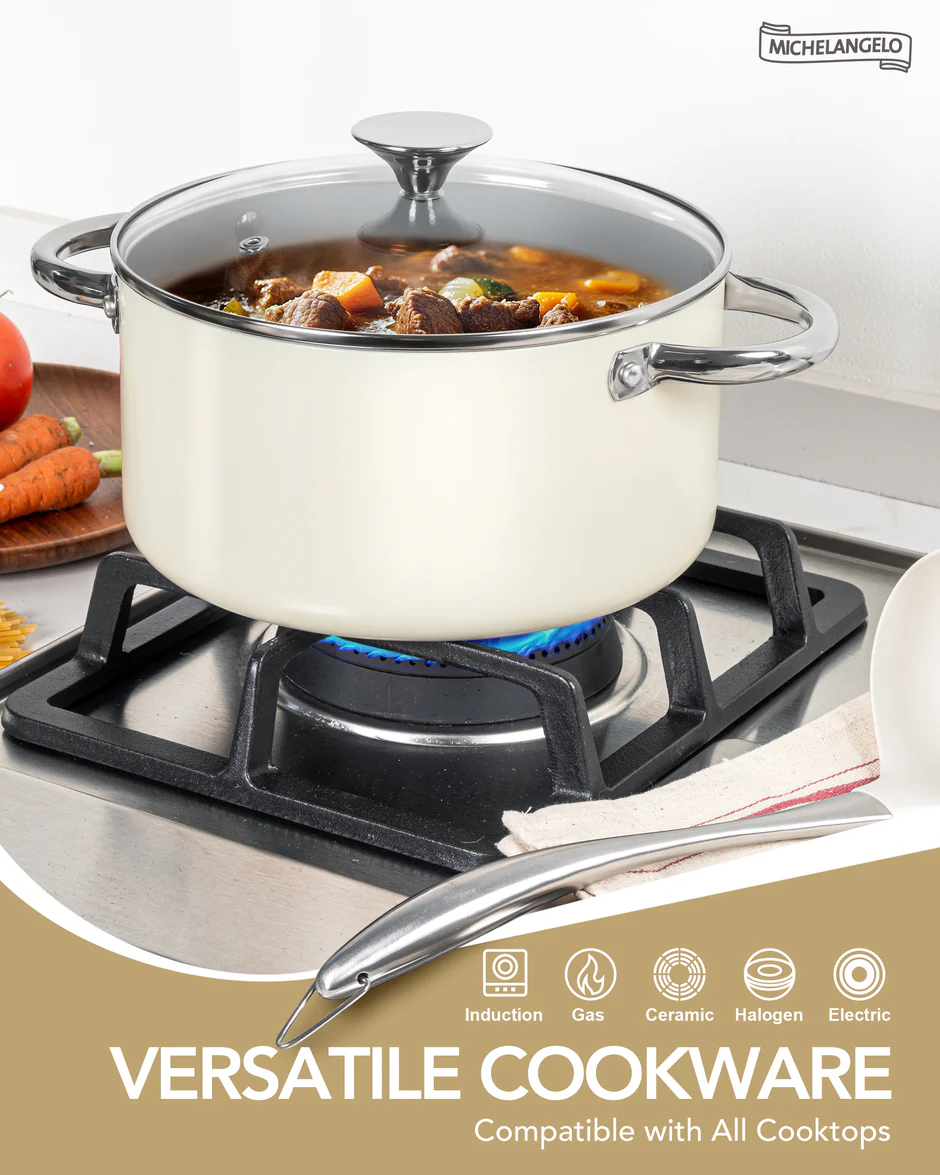 Bộ nồi chảo chống dính phủ Ceramic - Màu kem - Ảnh 5