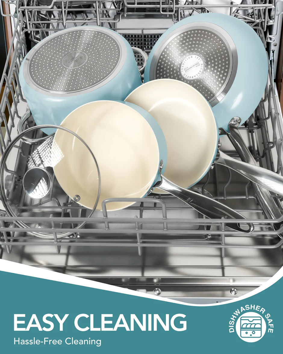 Bộ nồi chảo Michelangelo tay cầm tháo rời 8 món – Màu xanh dương - Ảnh 3