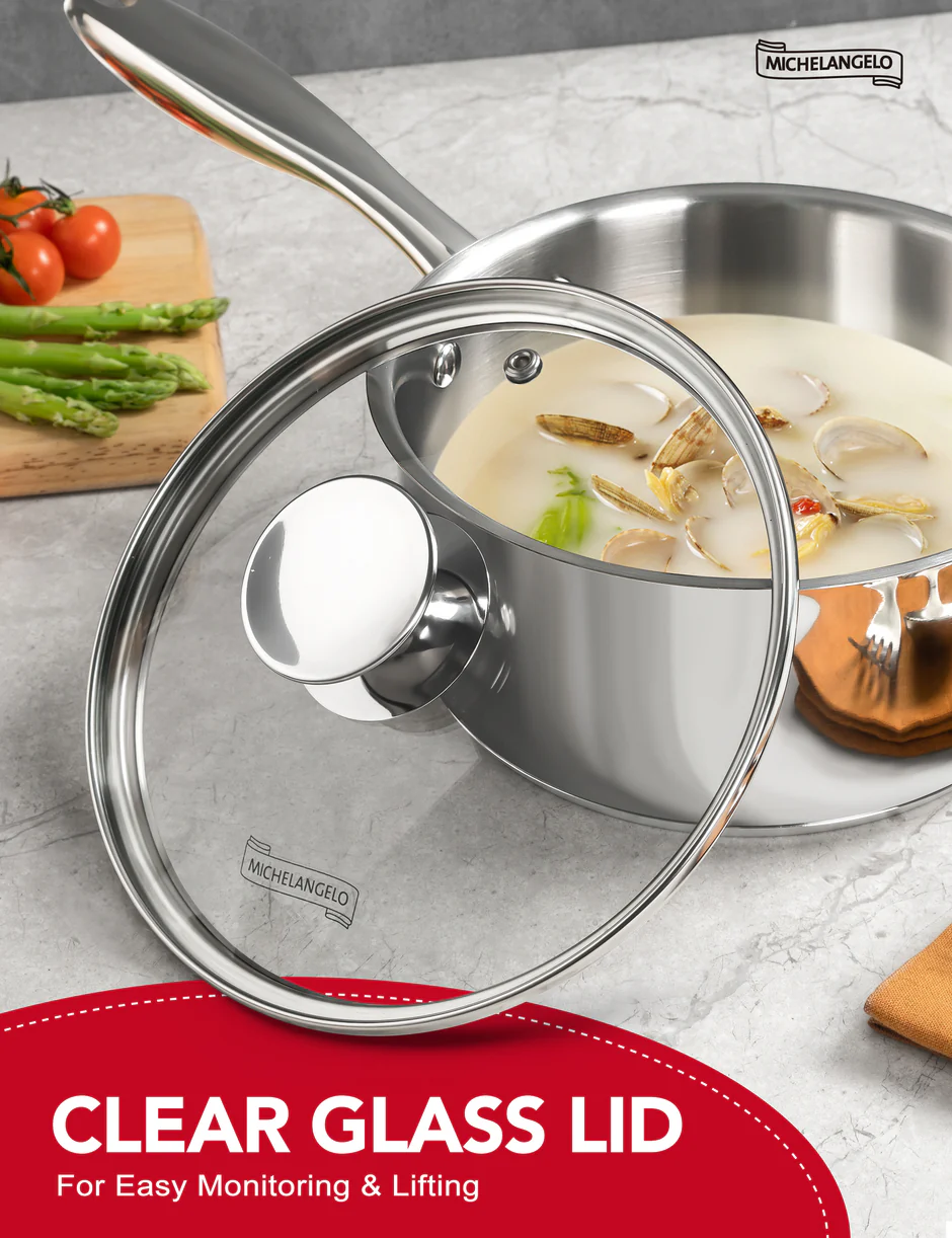 Bộ 3 nồi sốt inox Michelangelo Kèm nắp - Ảnh 3