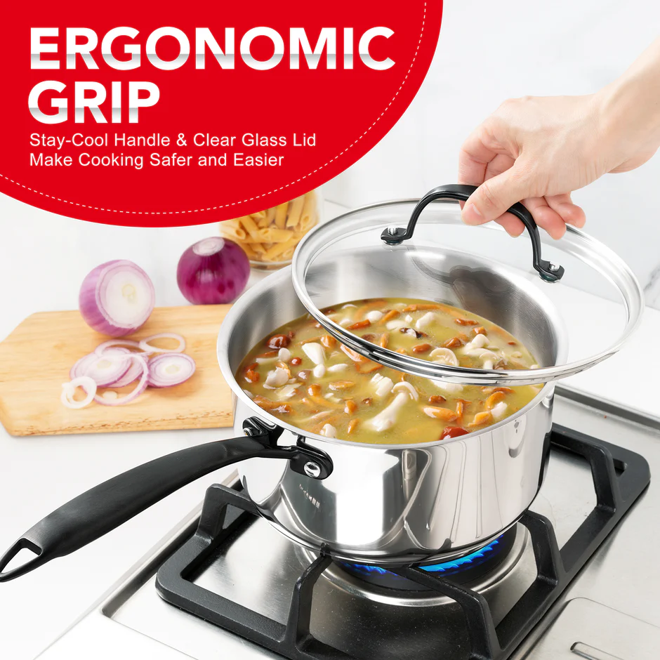 Bộ chảo inox Michelangelo - Đáy 3 lớp Triply - Ảnh 3