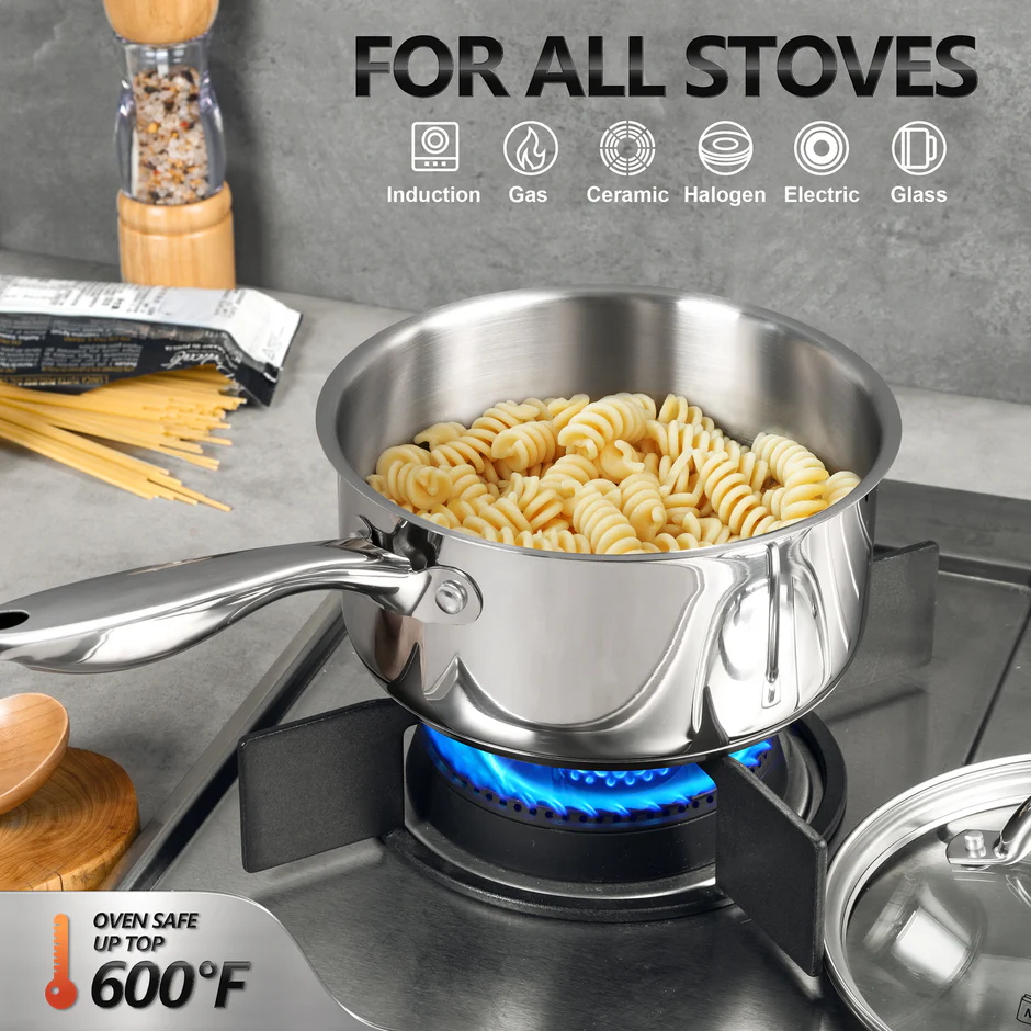 Bộ nồi sốt inox 6 món Michelangelo Kèm nắp - Ảnh 3