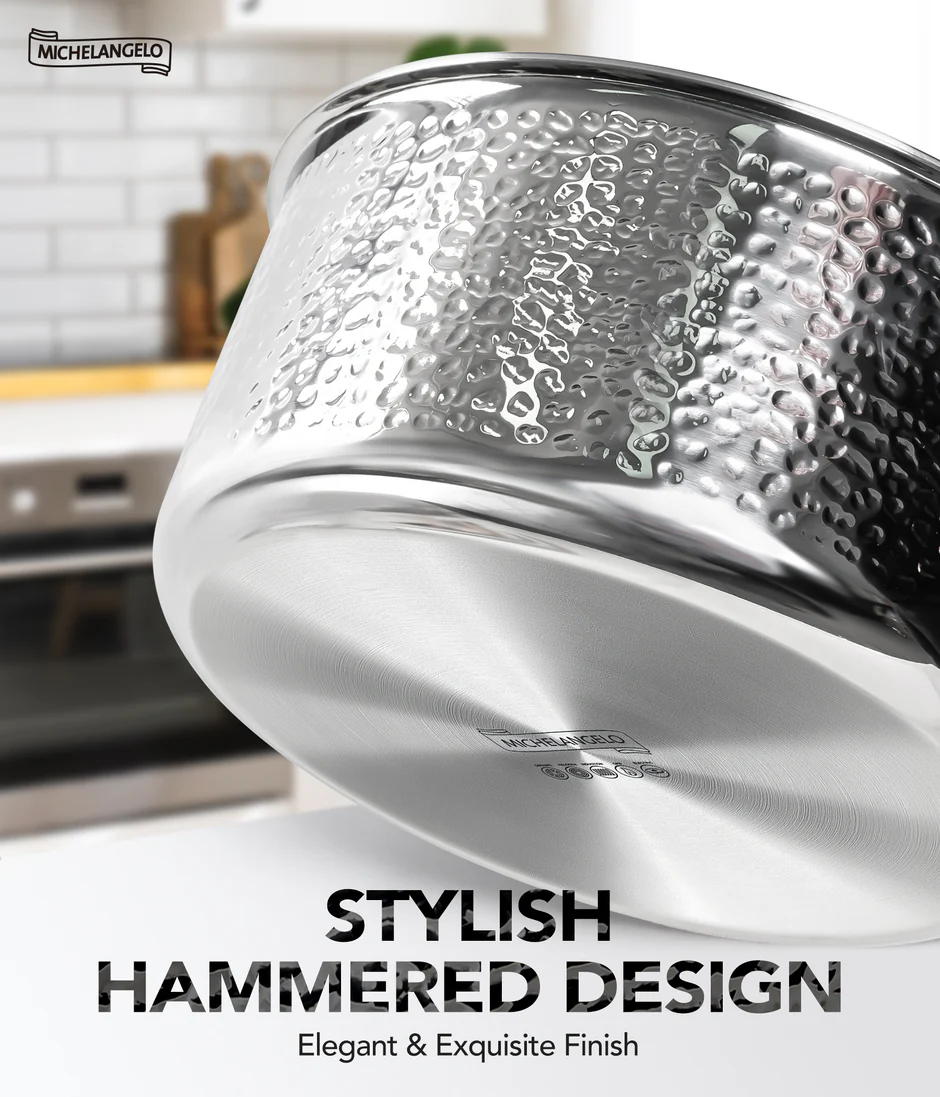 Nồi Michelangelo inox Tri-ply dập vân 6QT – Tay cầm mạ vàng - Ảnh 5