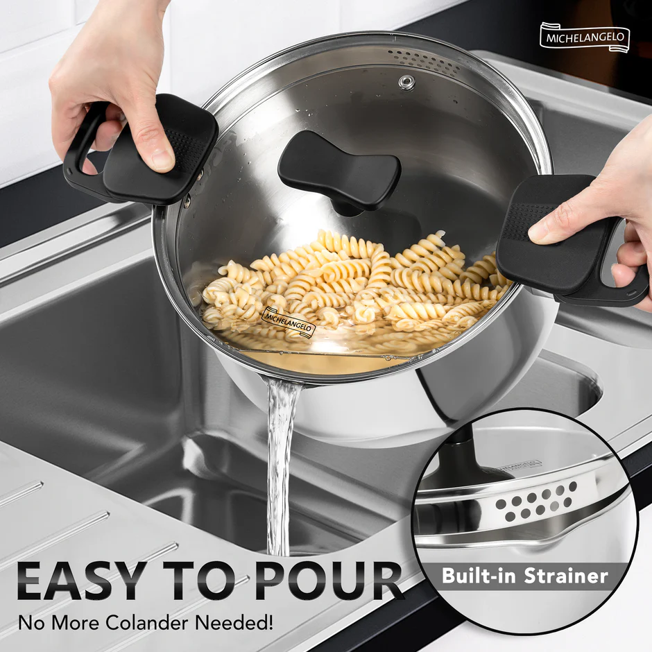Nồi luộc mì inox Michelangelo - Nắp lọc tiện lợi - Ảnh 5