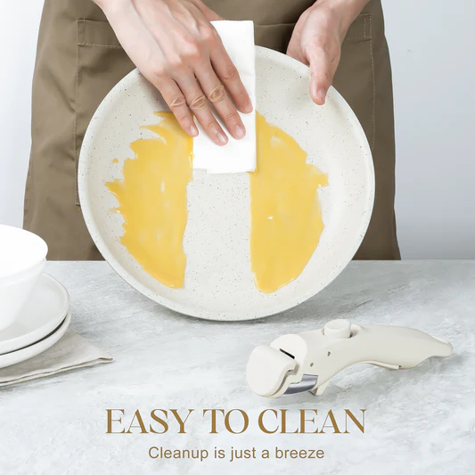 Bộ chảo chống dính Michelangelo tay cầm tháo dời màu trắng - Ảnh 5