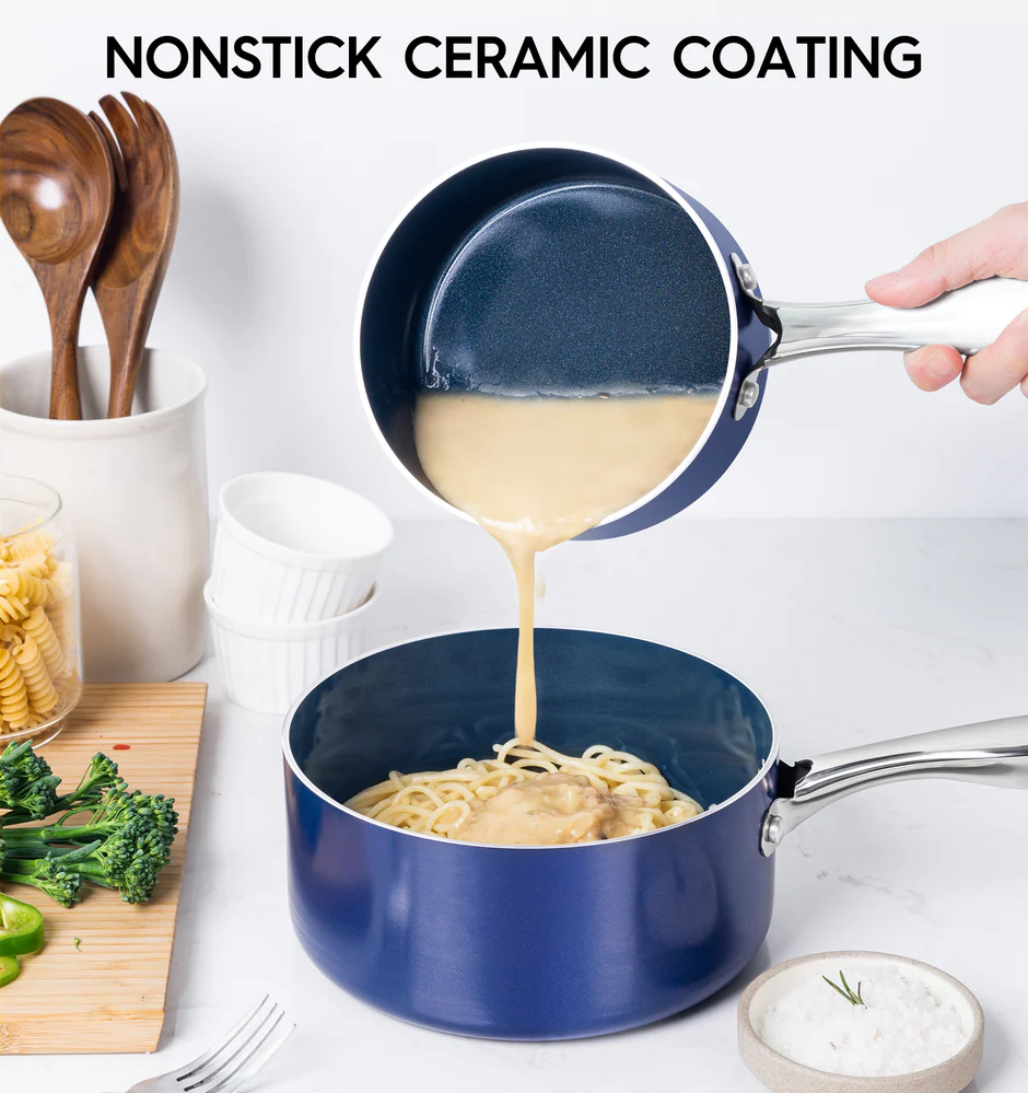 Bộ 2 nồi sốt chống dính phủ Ceramic - Màu xanh - Ảnh 3