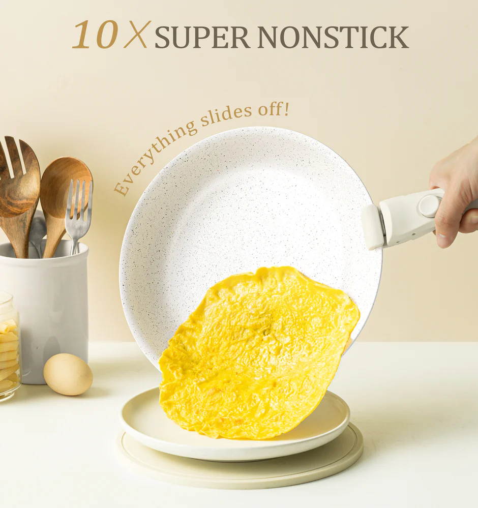 Bộ nồi chảo Michelangelo tay cầm tháo rời 12 món - Ảnh 3