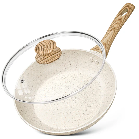 Chảo chống dính Michelangelo màu trắng (Kèm nắp)