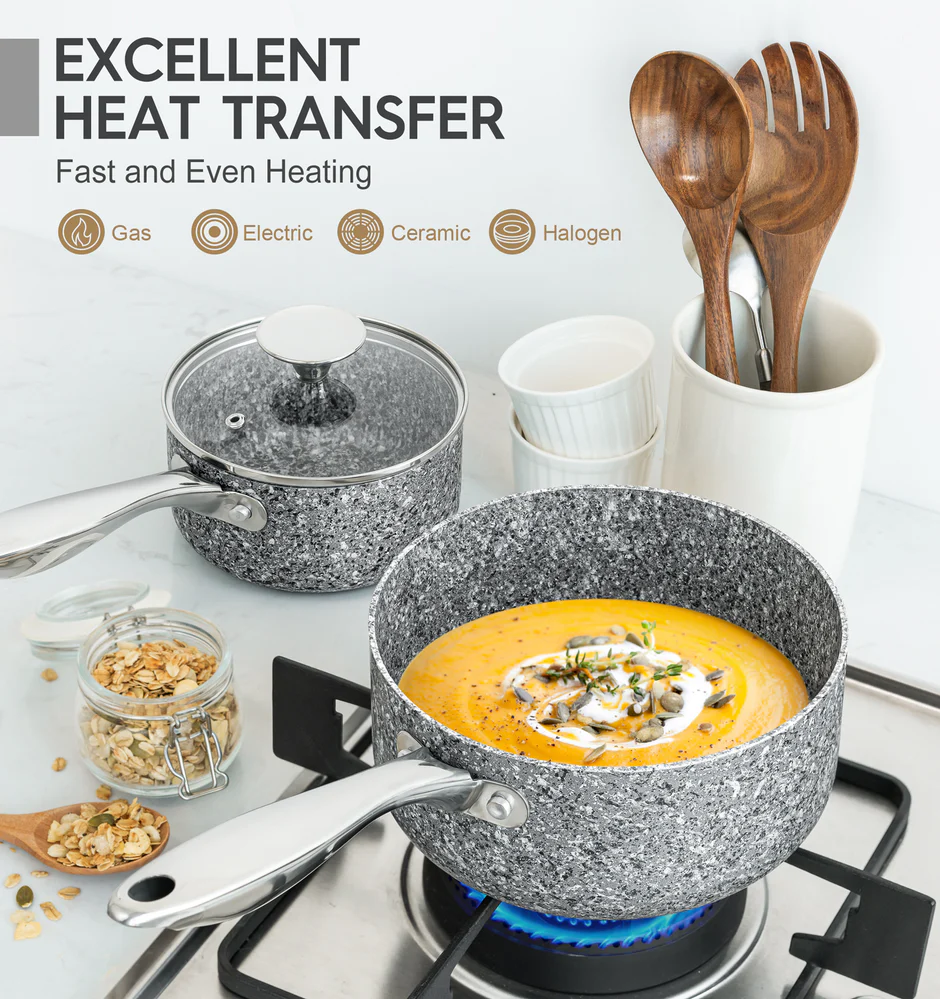 Bộ nồi phủ chống dính đá cao cấp - Ảnh 5