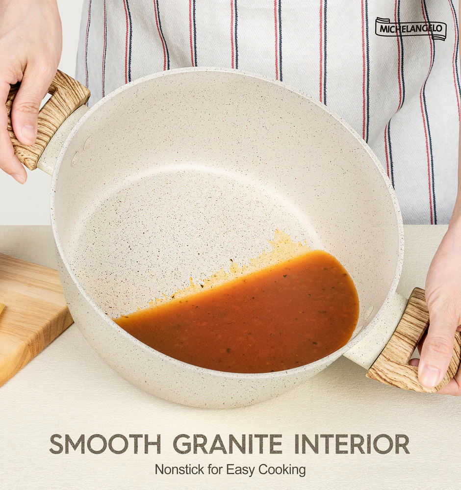 Nồi chống dính Michelangelo kèm nắp - Màu kem - Ảnh 2